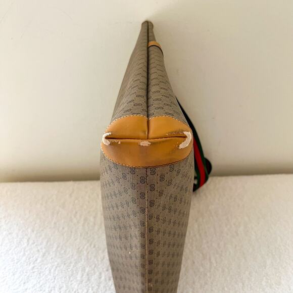 GUCCI Micro GG Sherry Line Canvas and Leather Tote - Picture 6 of 12